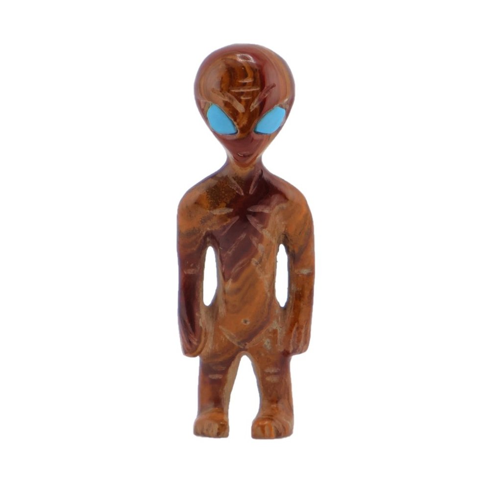 Zuni Fetish Hand-Carved Stone Alien Area 51 Figurine Native NA Collectible Art *